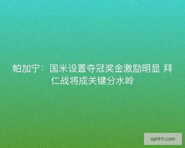 帕加宁:国米设置夺冠奖金激励明显 拜仁战将成关键分水岭 帕加宁:国米设置夺冠奖金激励明显 拜仁战将成关键分水岭