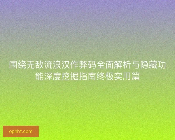 围绕无敌流浪汉作弊码全面解析与隐藏功能深度挖掘指南终极实用篇